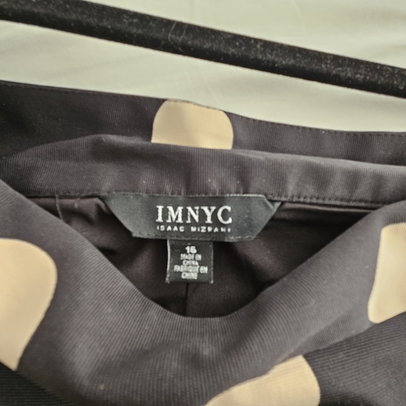 IAMNYC Isaac Mizrahi Black and tan Pleated Polka Dot circle skirt - Picture 2 of 4